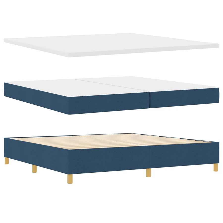 Lit à ressort LED avec tête de lit Bleu 200 x 200 cm tissu - 7