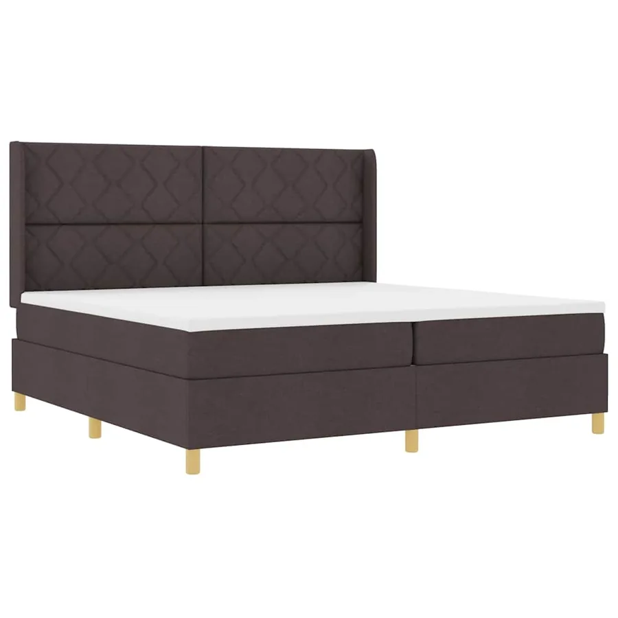 Lit à ressorts avec bandes LED Marron 200 x 200 cm tissu - 2