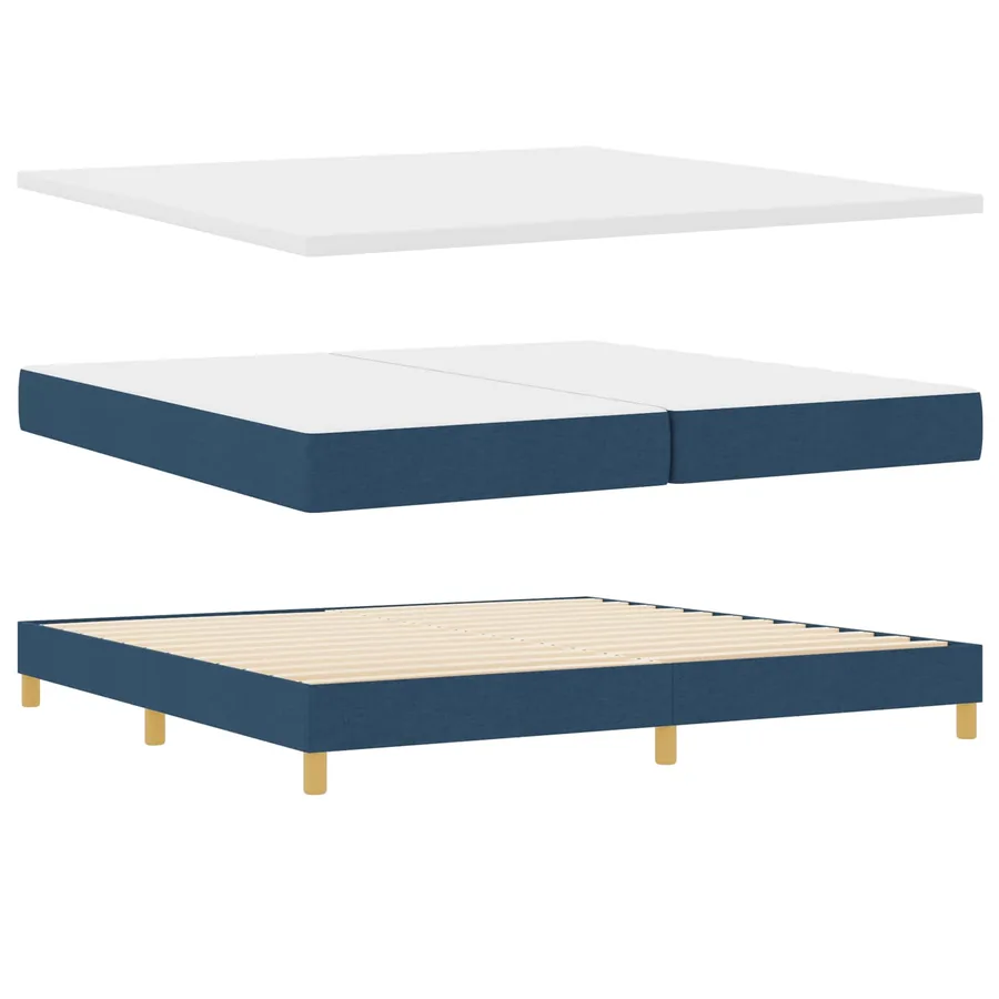 Lit à ressort LED avec bandes LED Bleu 200 x 200 cm tissu - 6