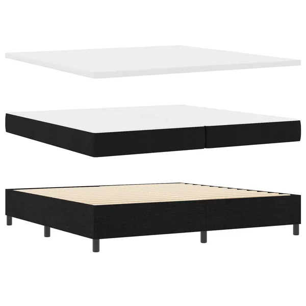 Lit à ressorts avec matelas avec LED Noir 200 x 200 cm tissu