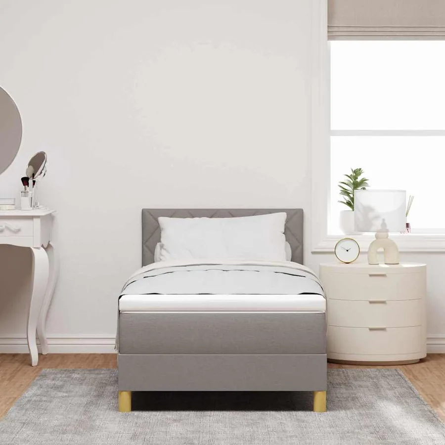 Lit à ressort LED avec bandes LED Taupe 100 x 200 cm tissu - 4