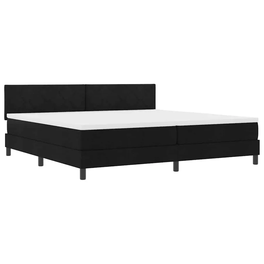 Lit à ressorts avec matelas avec LED Noir 200 x 200 cm tissu - 2