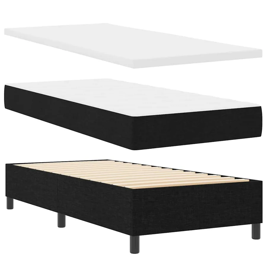 Lit à ressort LED avec tête de lit Noir 100 x 200 cm tissu - 2