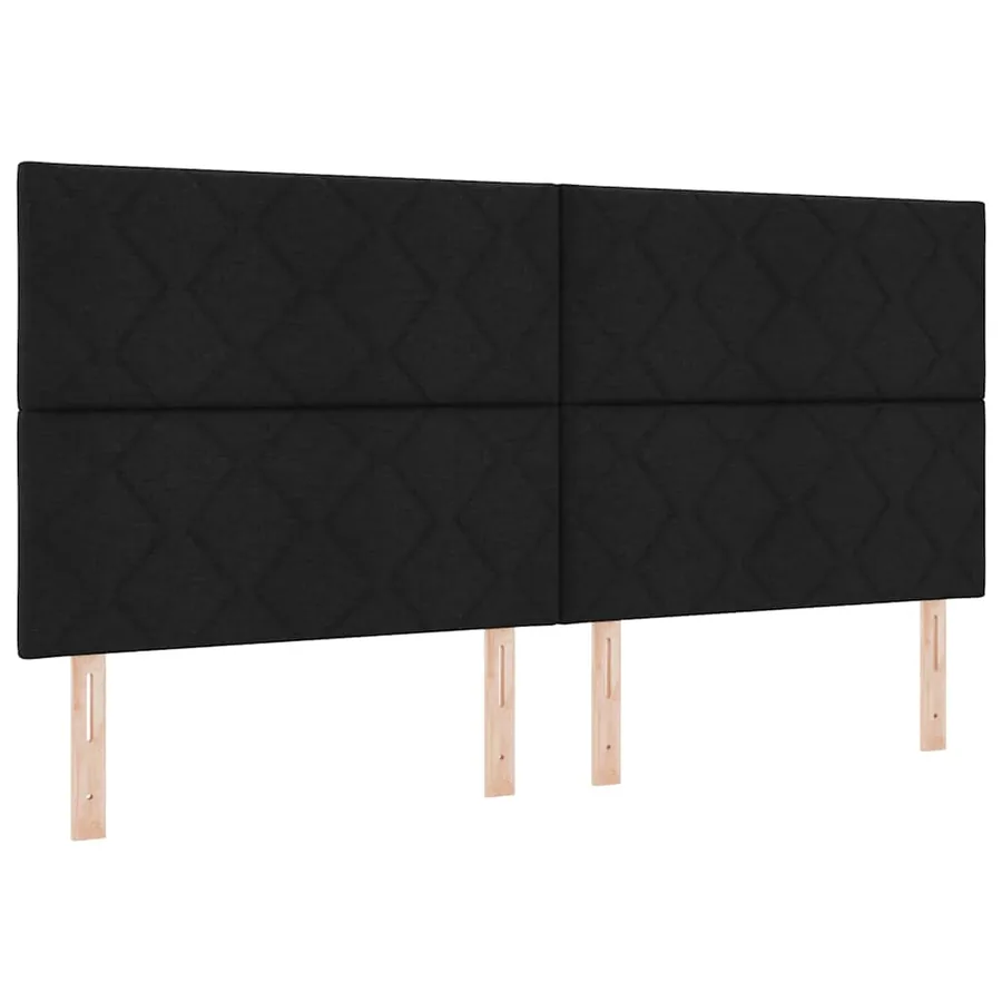 Lit à ressorts avec tête de lit Noir 200 x 200 cm tissu - 5