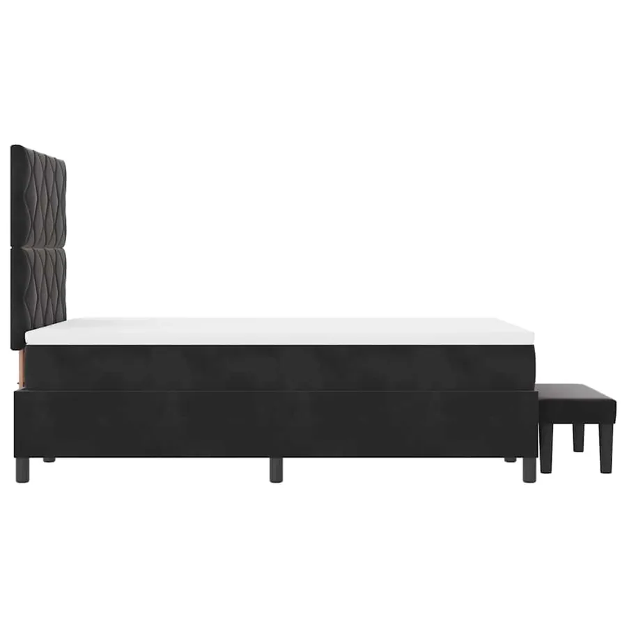 Lit à ressorts avec tête de lit Noir 200 x 120 cm Velours - 9