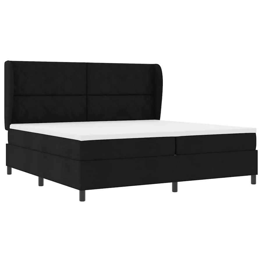 Lit à ressorts avec tête de lit Noir 200 x 200 cm tissu - 4