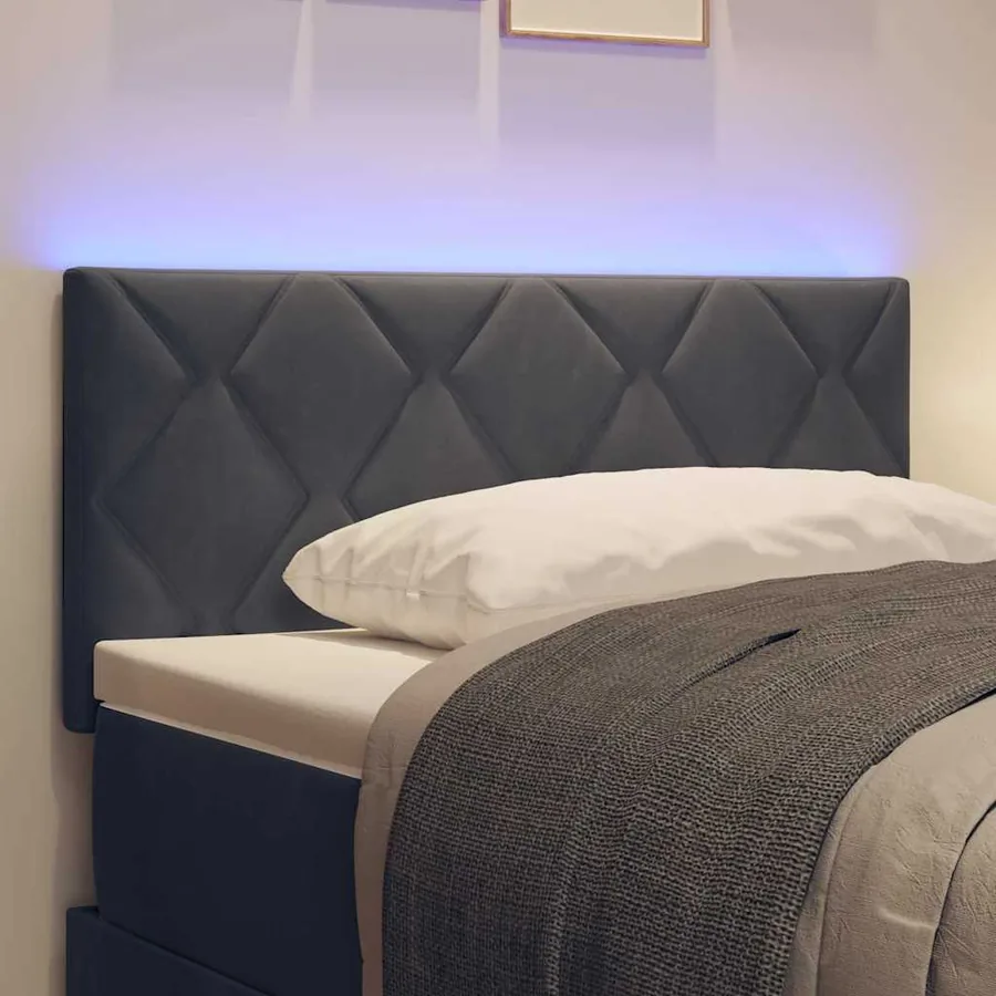 Tête de lit LED Gris foncé 100 cm Velours - 4