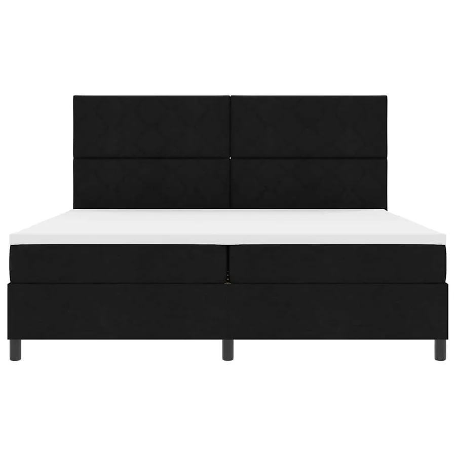 Lit à ressorts avec tête de lit Noir 200 x 200 cm tissu - 7