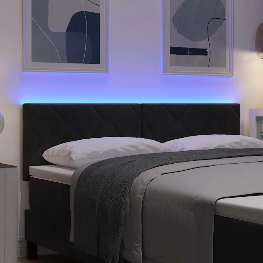 Tête de lit LED Noir 144 cm Velours - 4
