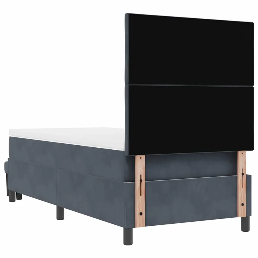 Lit à ressorts avec tête de lit Gris foncé 200 x 90 cm Velours - 8