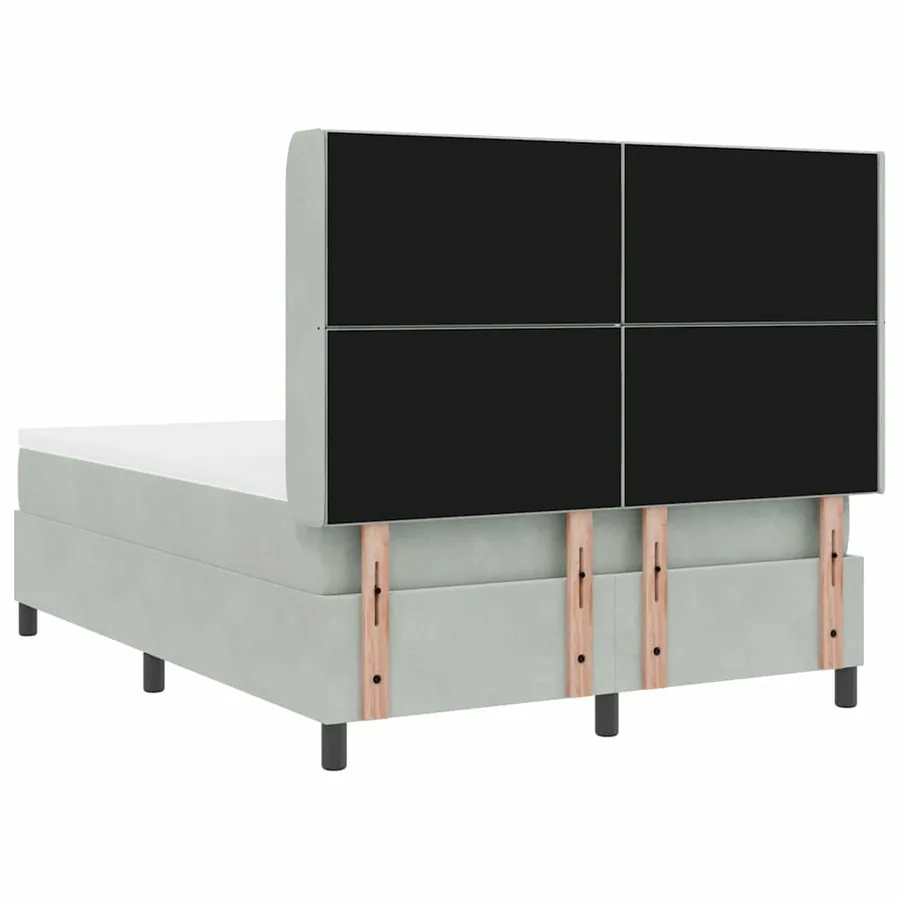 Lit à ressorts avec bandes LED Gris clair 140 x 200 cm Velours - 8