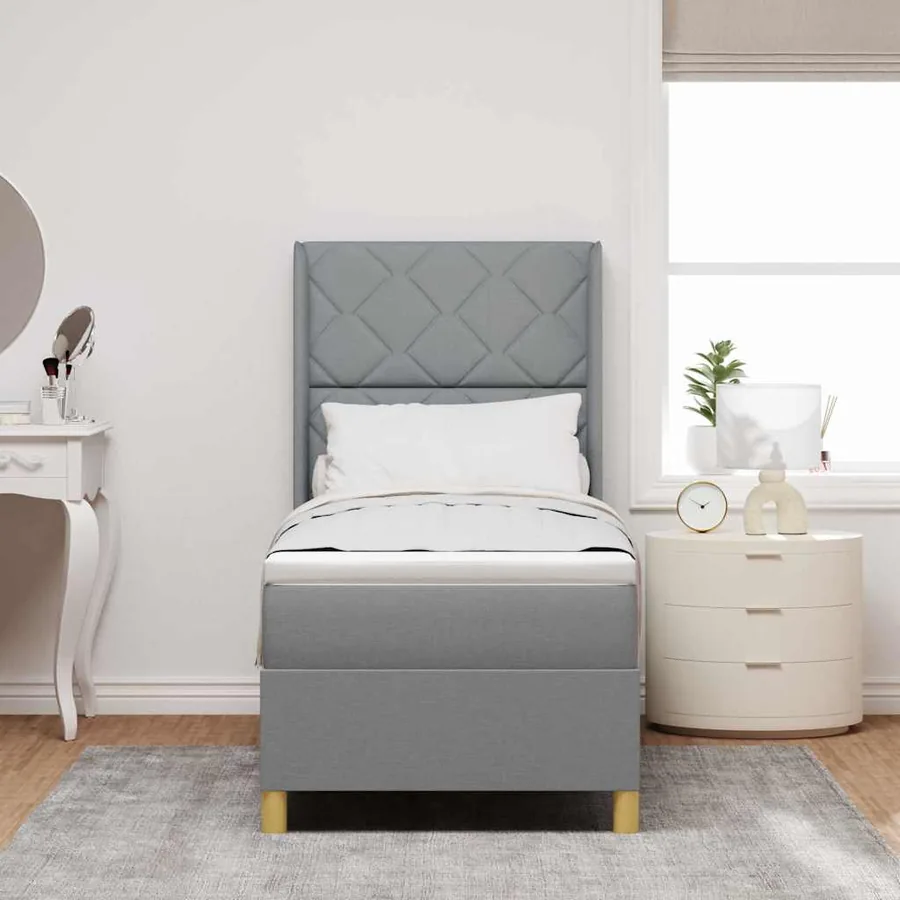 Lit à ressorts avec bandes LED Gris clair 80 x 200 cm tissu - 4