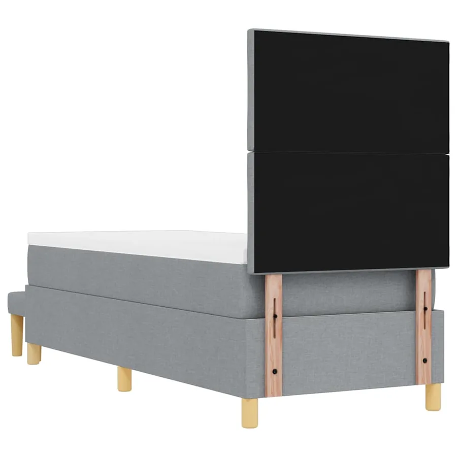 Lit à ressorts avec tête de lit Gris clair 200 x 80 cm tissu - 8