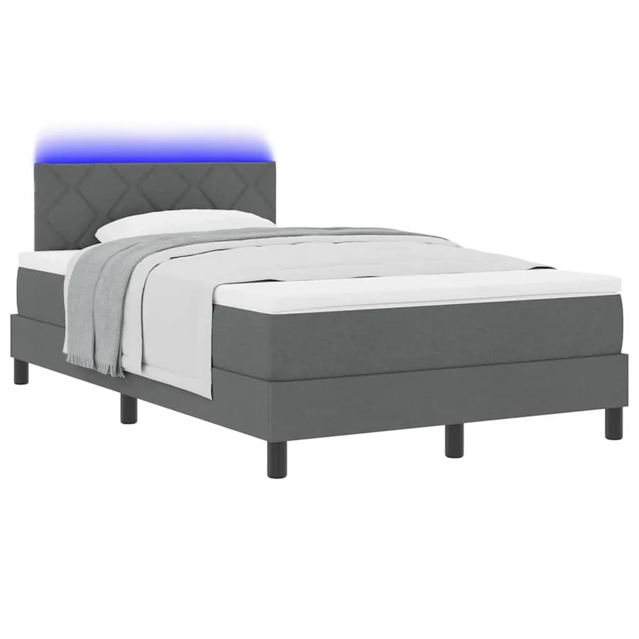 Lit à ressorts avec bandes LED Gris foncé 120 x 190 cm tissu - 3