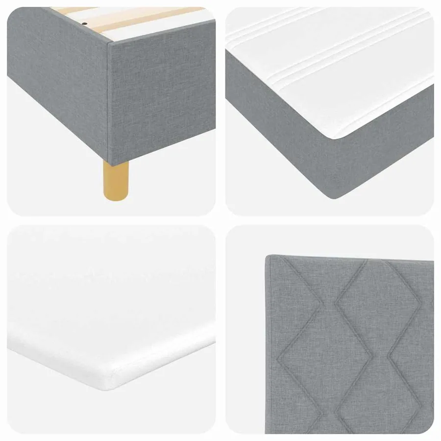Lit à ressorts avec tête de lit Gris clair 120 x 190 cm tissu - 8