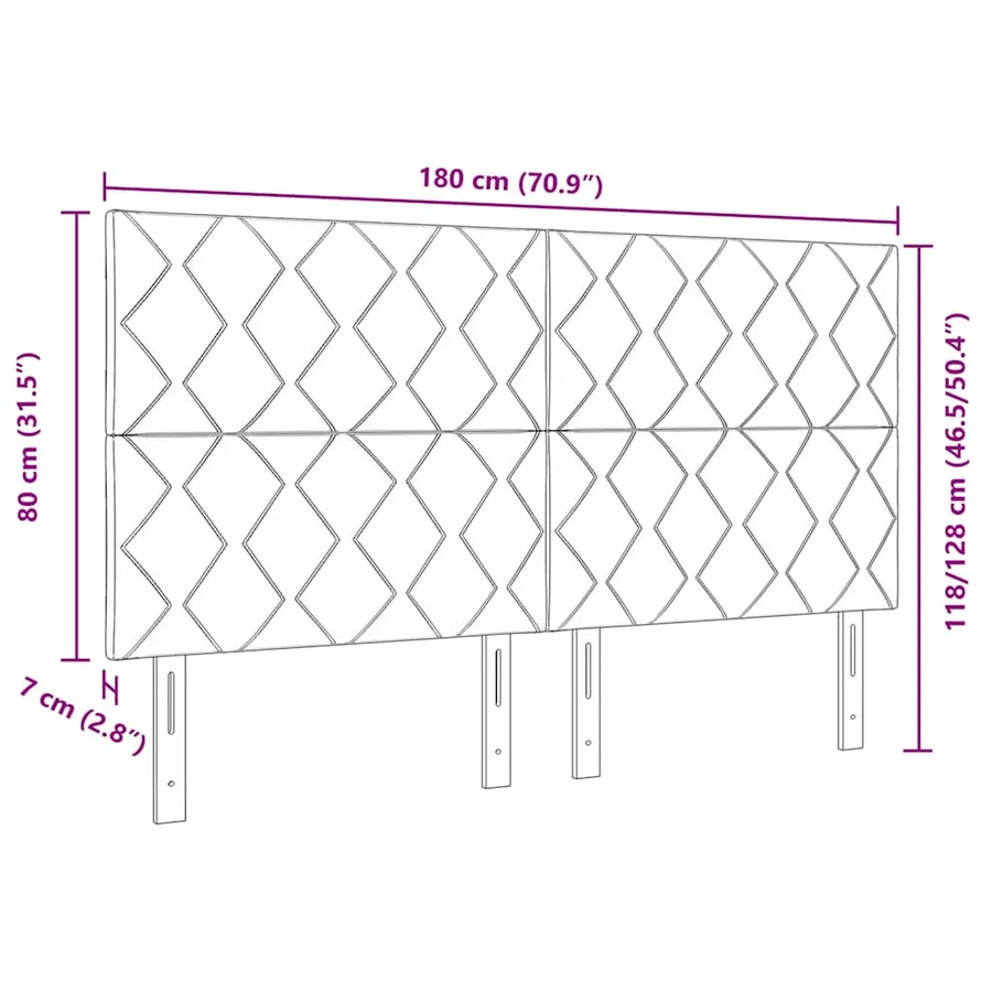 Tête de lit LED Gris clair 180 cm Velours - 10