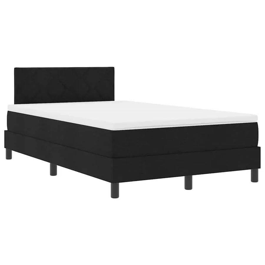 Lit à ressorts avec tête de lit Noir 120 x 190 cm tissu - 4
