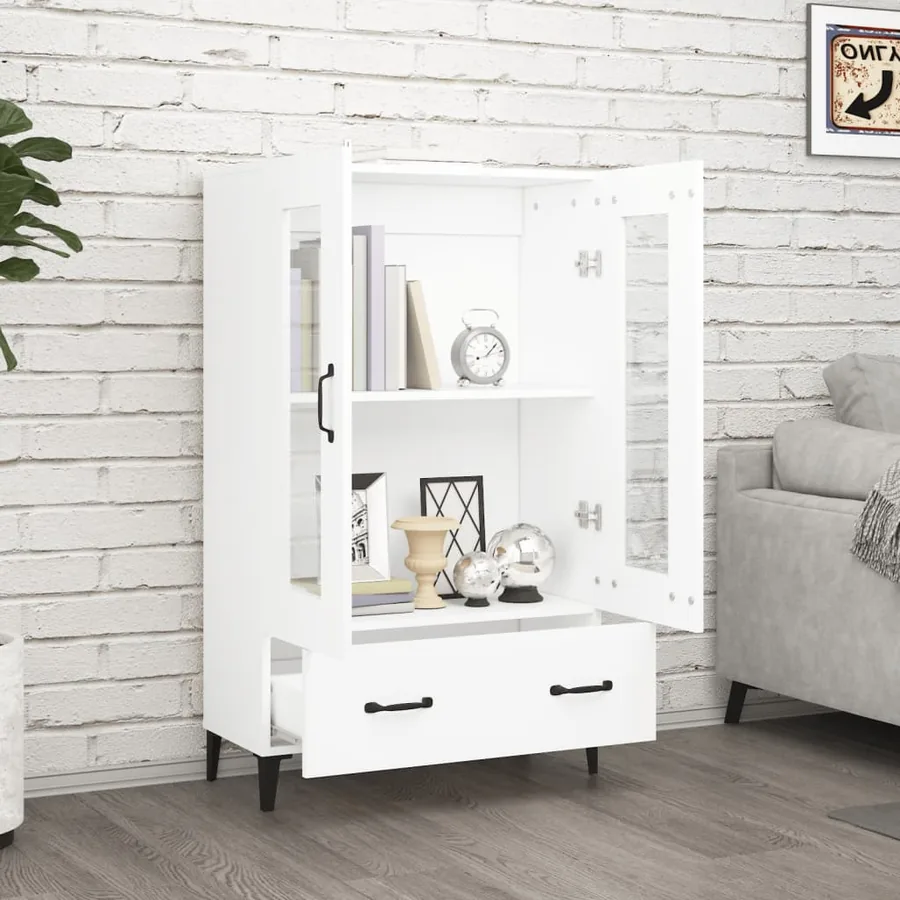 Buffet haut Blanc 70x31x115 cm Bois d'ingénierie - 3