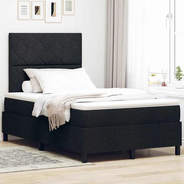 Lit à ressorts avec bandes LED Noir 120 x 190 cm tissu
