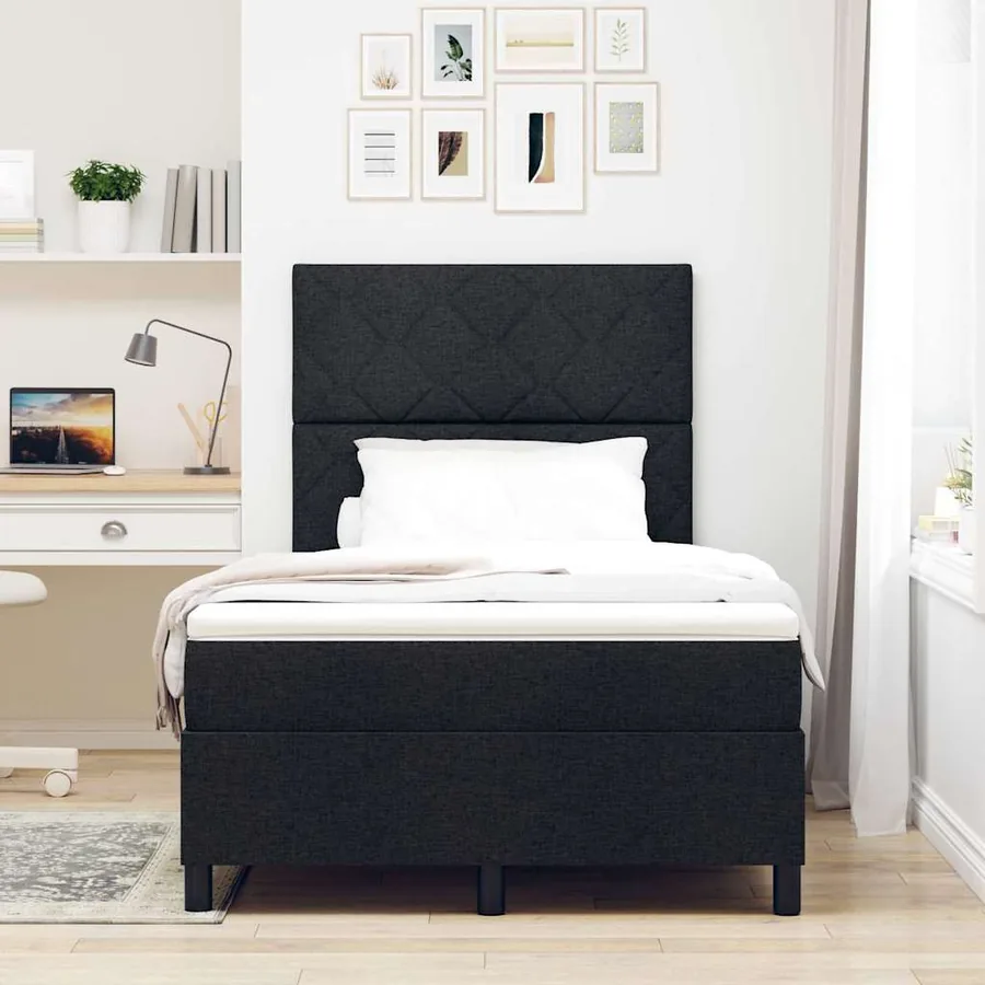Lit à ressorts avec bandes LED Noir 120 x 190 cm tissu - 4