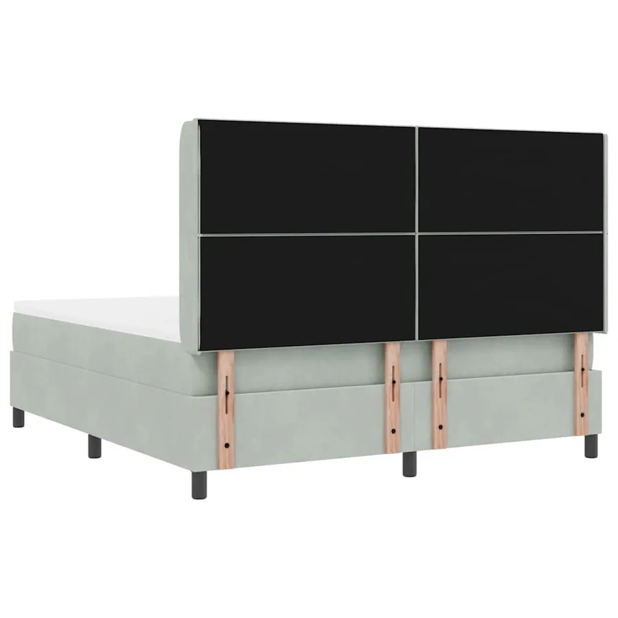 Lit à ressorts avec bandes LED Gris clair 180 x 200 cm Velours - 8