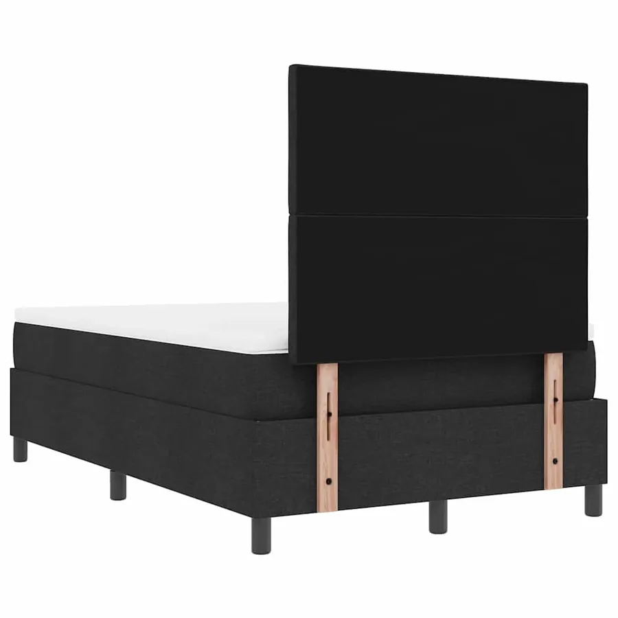 Lit à ressorts avec tête de lit Noir 120 x 190 cm tissu - 8
