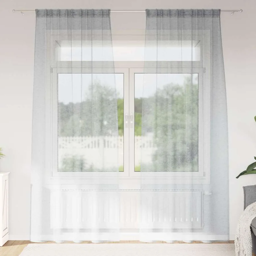 Rideau en Voile 2 pcs Gris foncé 260 x 140 cm Polyester