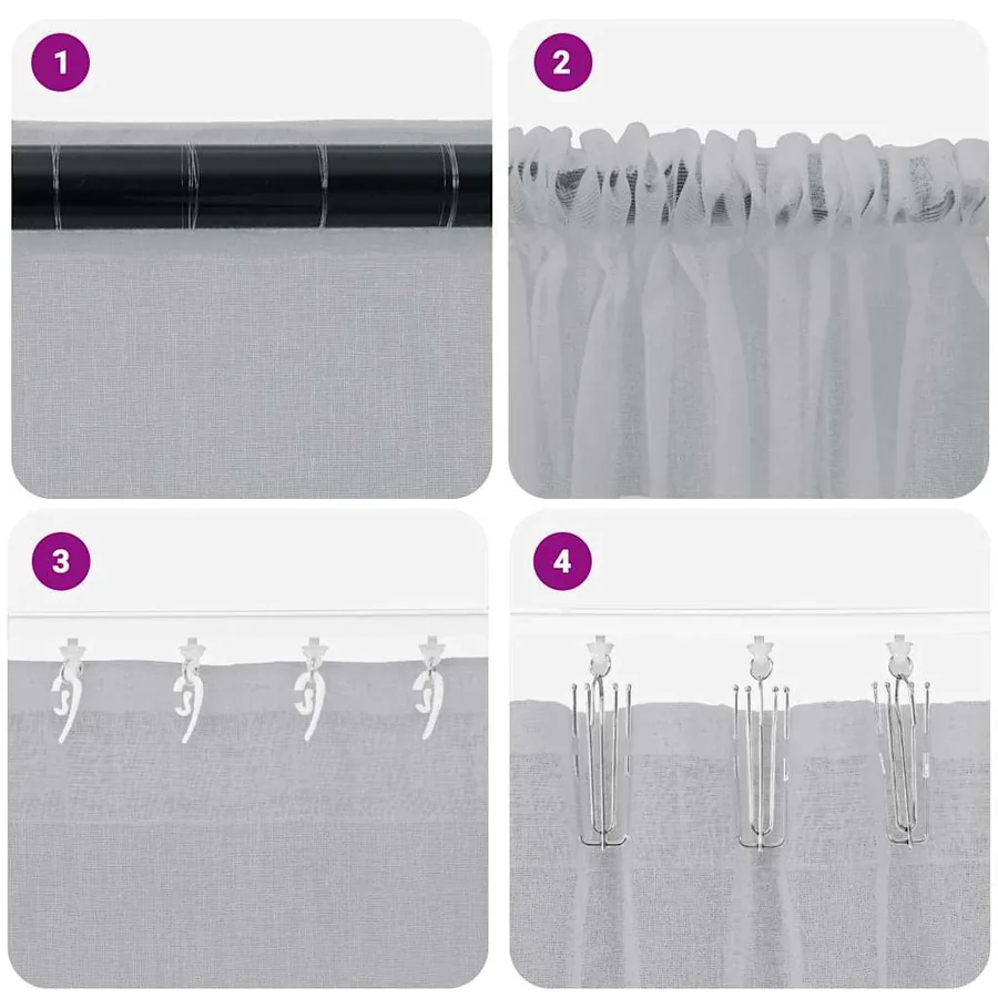 Rideau en Voile 2 pcs Gris foncé 260 x 140 cm Polyester - 7