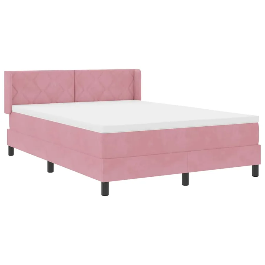 Lit à ressorts avec tête de lit Rose 200 x 160 cm Velours - 6
