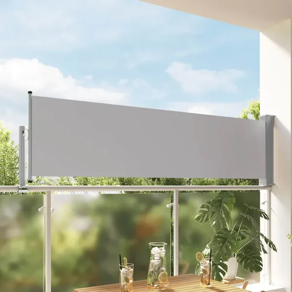 Auvent latéral rétractable de patio 80x300 cm Gris