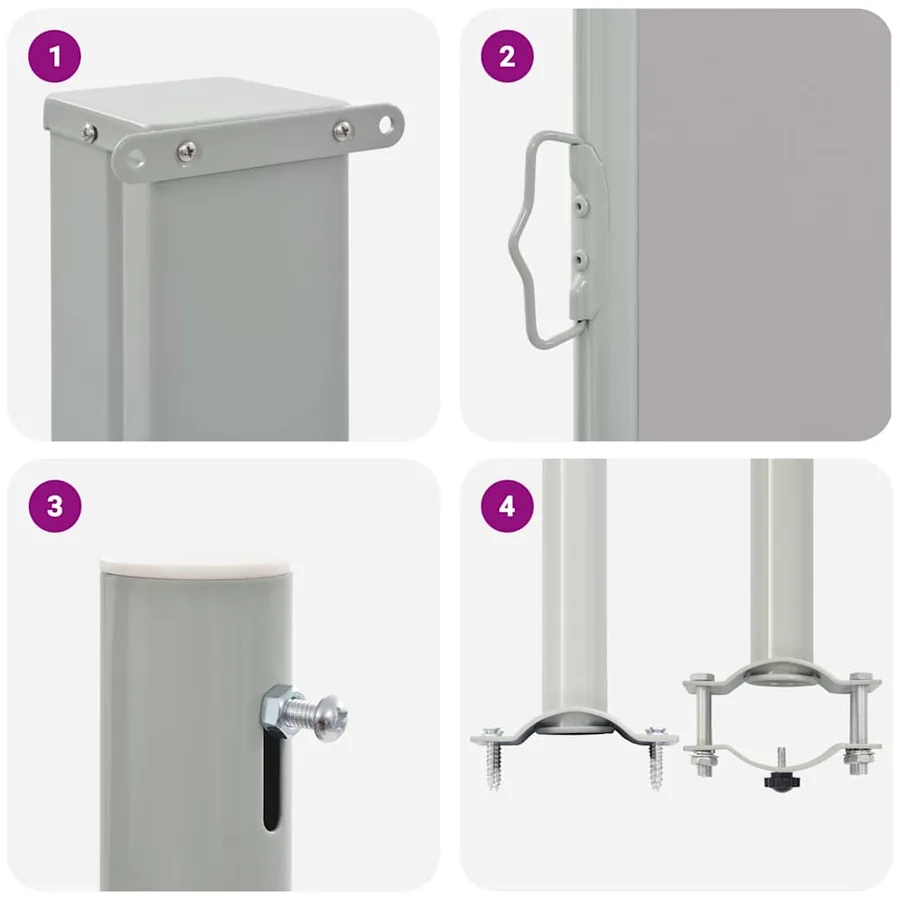 Auvent latéral rétractable de patio 80x300 cm Gris - 10