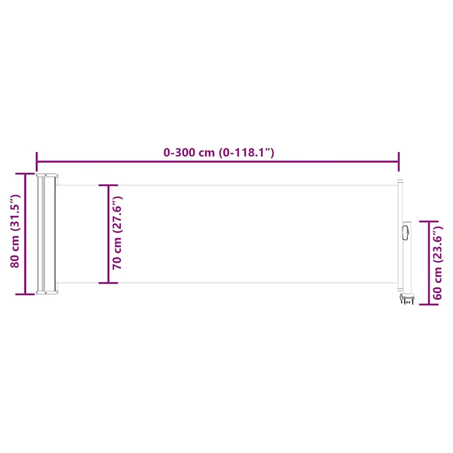 Auvent latéral rétractable de patio 80x300 cm Gris - 11