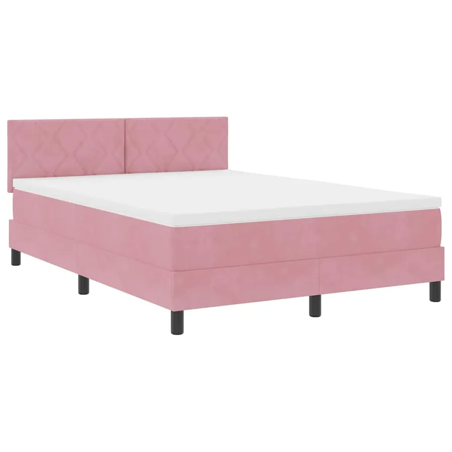 Lit à ressort LED avec bandes LED Rose 160 x 200 cm Velours - 2