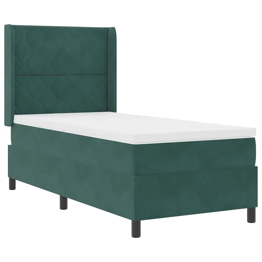Lit à ressorts avec bandes LED Vert foncé 90 x 190 cm Velours - 2