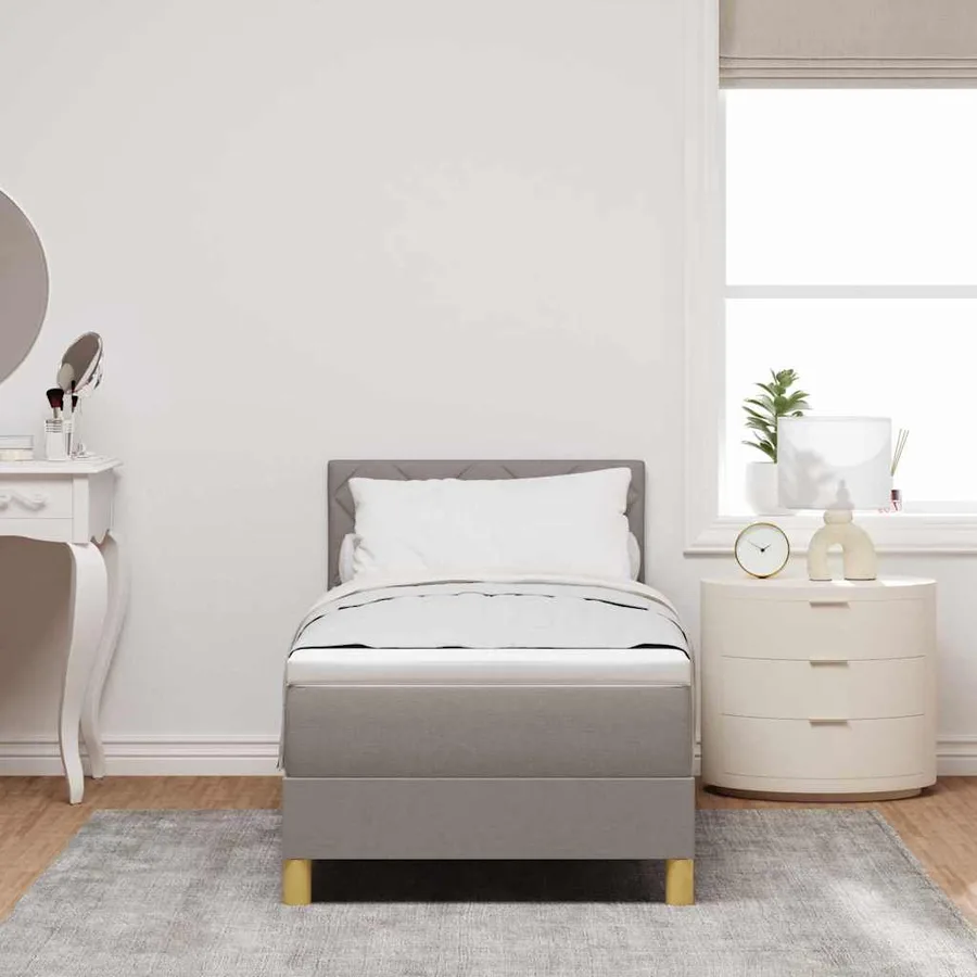 Lit à ressort LED avec bandes LED Taupe 80 x 200 cm tissu - 4