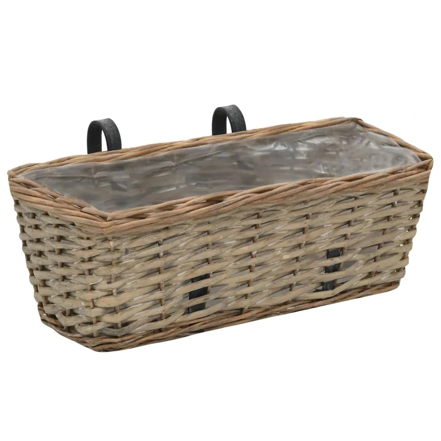Jardinière de balcon 2 pcs Osier avec doublure en PE 40 cm - 2