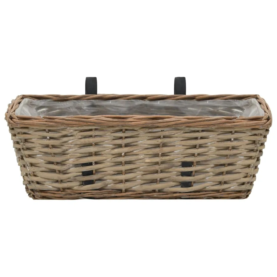Jardinière de balcon 2 pcs Osier avec doublure en PE 40 cm - 3