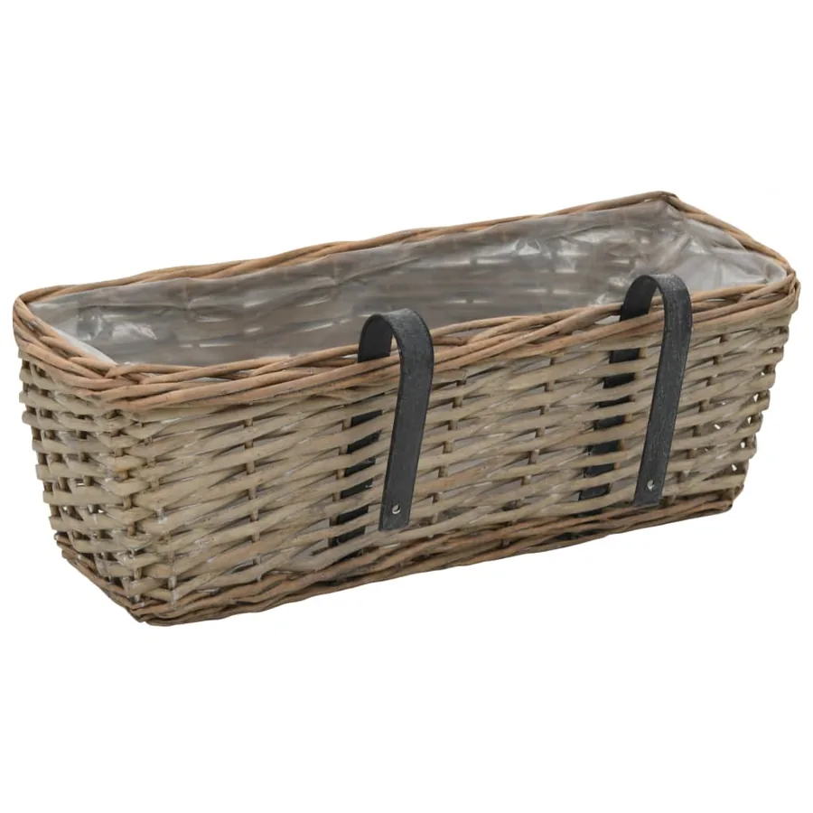 Jardinière de balcon 2 pcs Osier avec doublure en PE 40 cm - 4