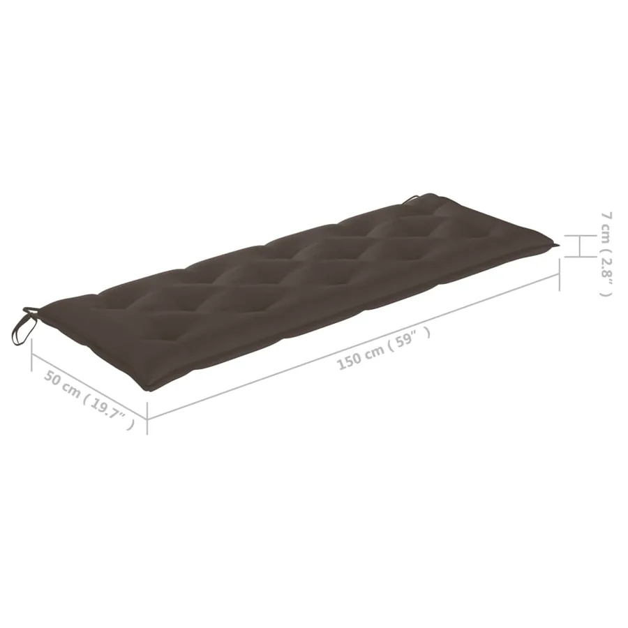 Banc de jardin empilable et coussin 159 cm Bois de teck massif - 12