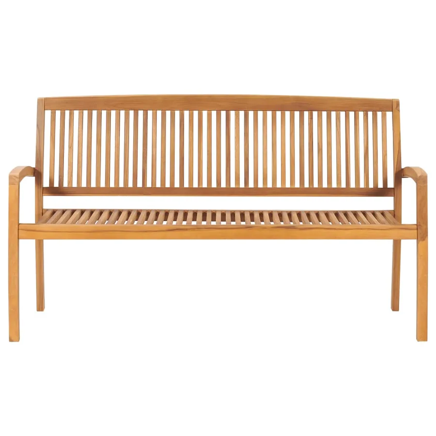 Banc de jardin empilable et coussin 159 cm Bois de teck massif - 7