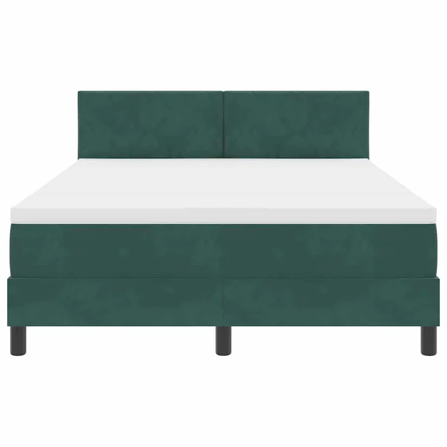 Lit à ressorts avec tête de lit Vert foncé 140 x 190 cm Velours - 7