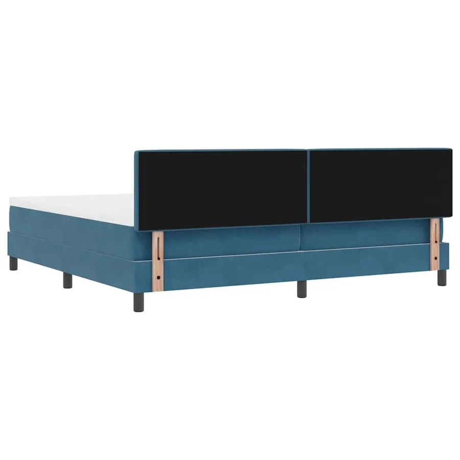 Lit à ressorts avec tête de lit Bleu foncé 200 x 200 cm Velours - 9