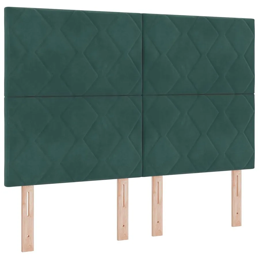 Lit à ressorts avec tête de lit Vert foncé 140 x 190 cm Velours - 4