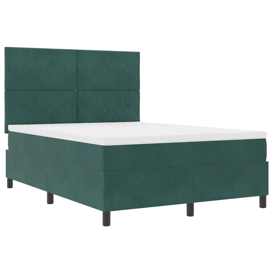 Lit à ressorts avec tête de lit Vert foncé 140 x 190 cm Velours - 5
