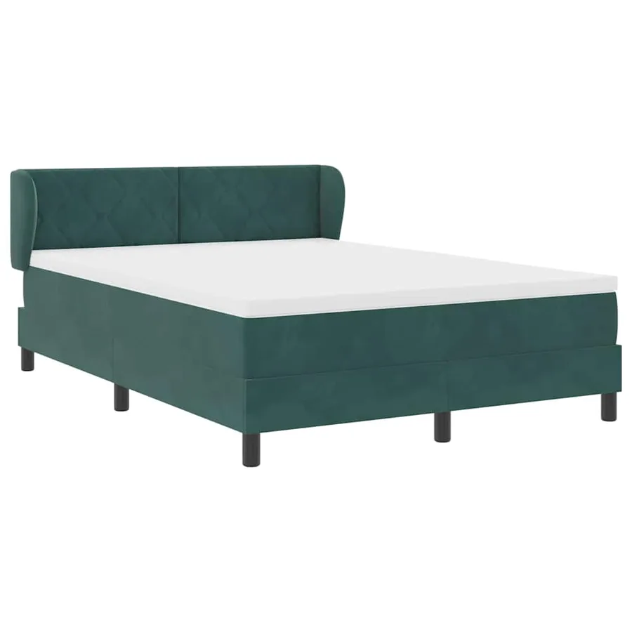 Lit à ressorts avec tête de lit Vert foncé 140 x 190 cm Velours - 5