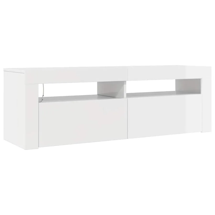 Meuble TV avec lumières LED blanc brillant 120x35x40 cm - 3