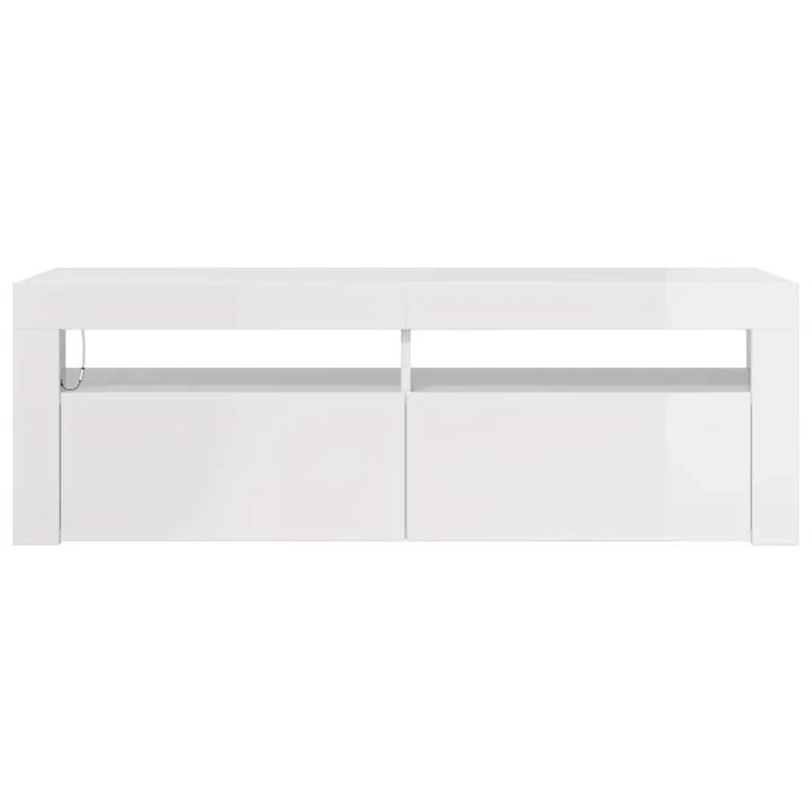 Meuble TV avec lumières LED blanc brillant 120x35x40 cm - 8
