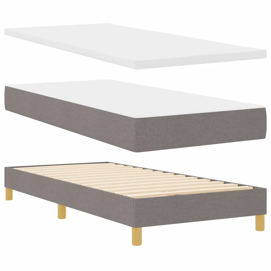 Lit à ressorts avec tête de lit Taupe 90 x 190 cm tissu - 4