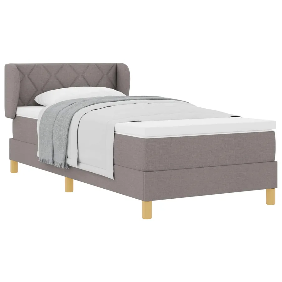 Lit à ressorts avec tête de lit Taupe 90 x 200 cm tissu - 2