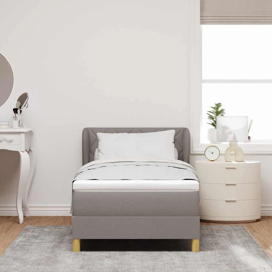 Lit à ressorts avec tête de lit Taupe 90 x 200 cm tissu - 3
